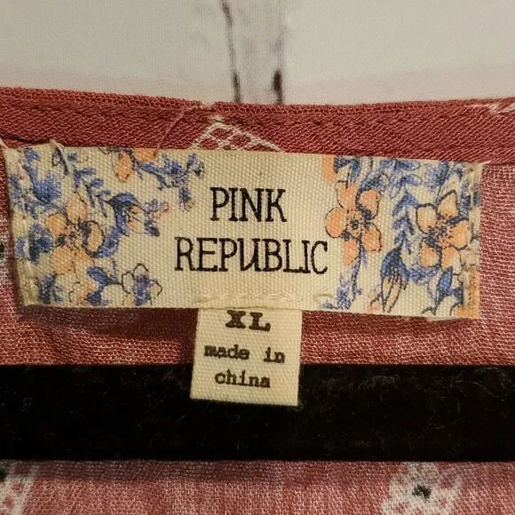 Pink Republic boho tie front top size XL - Picture 3 of 6